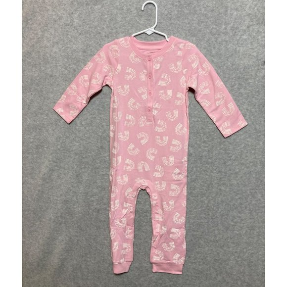 Cat and Jack Baby Girl 24 m 2pk Adaptive Rompers 'Worth Waiting For' Pink Gray - Picture 2 of 11